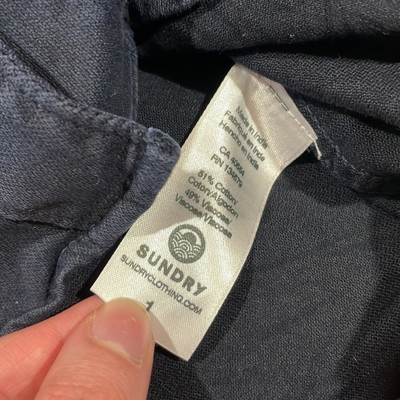 Sundry Hearts Embroidered Button Down Shirt in Sunfaded Navy - Picture 10 of 10